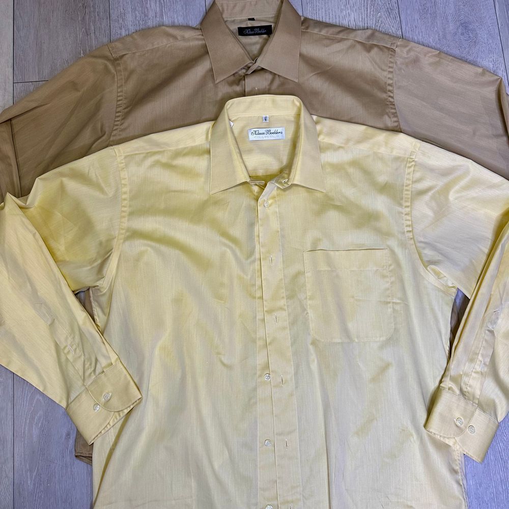 Klauss Boehler men's business dress shirt size 17R lot of‎ 2 yellow beige